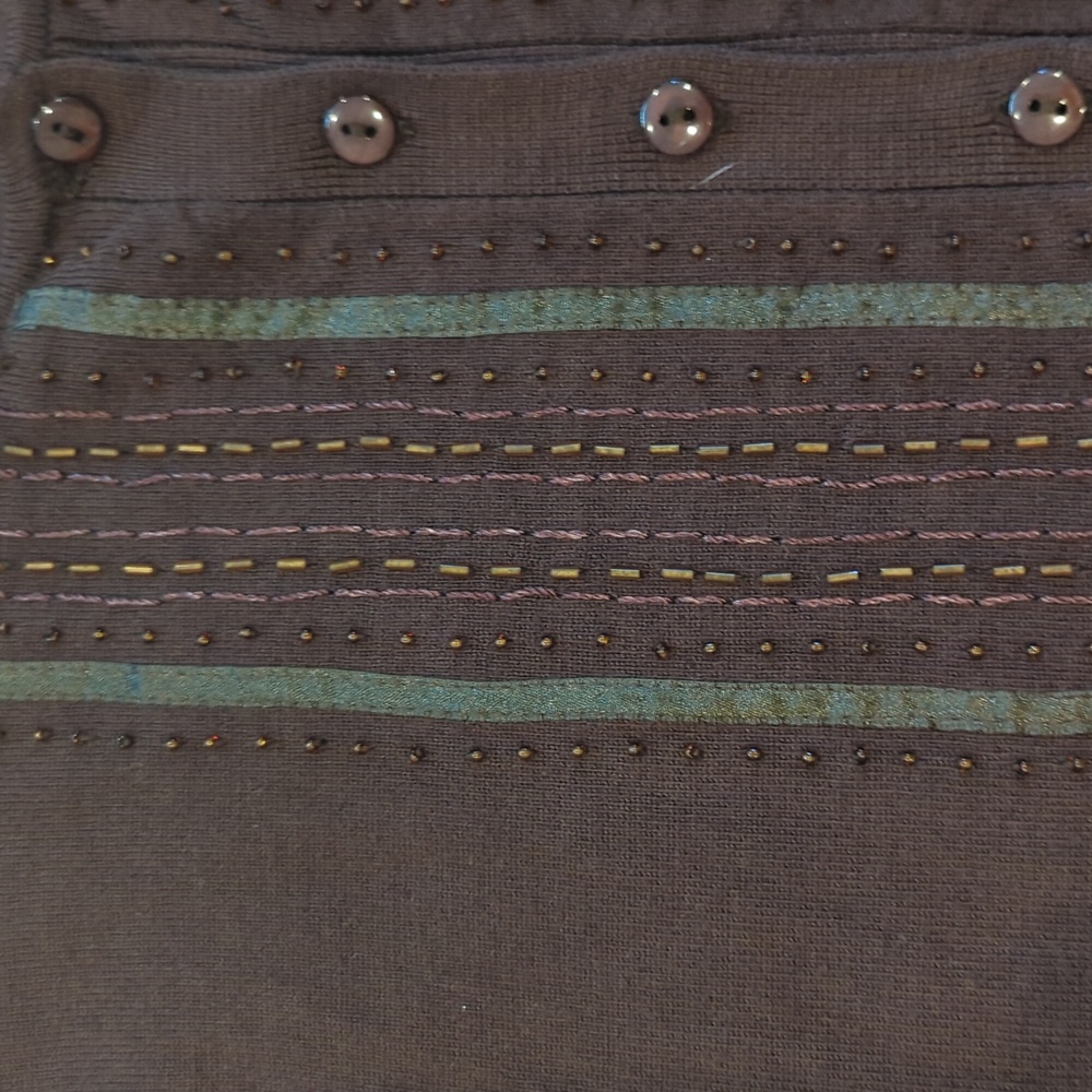 Maurices Vintage Button Beaded Cardigan Sweater Brown Size Medium - Picture 4 of 8